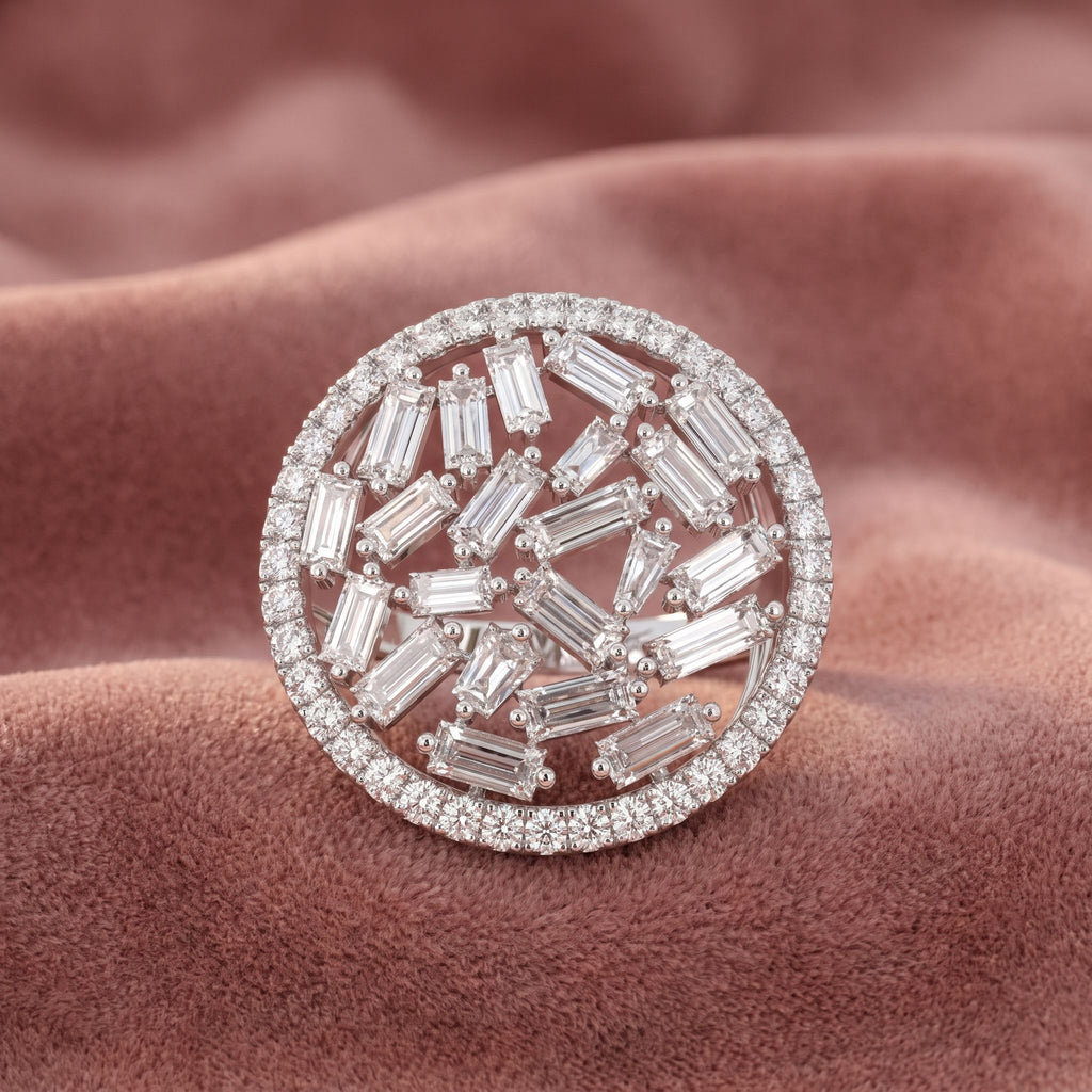 18K Bespoke Baguette Diamond Ring — AI cloth, in-house