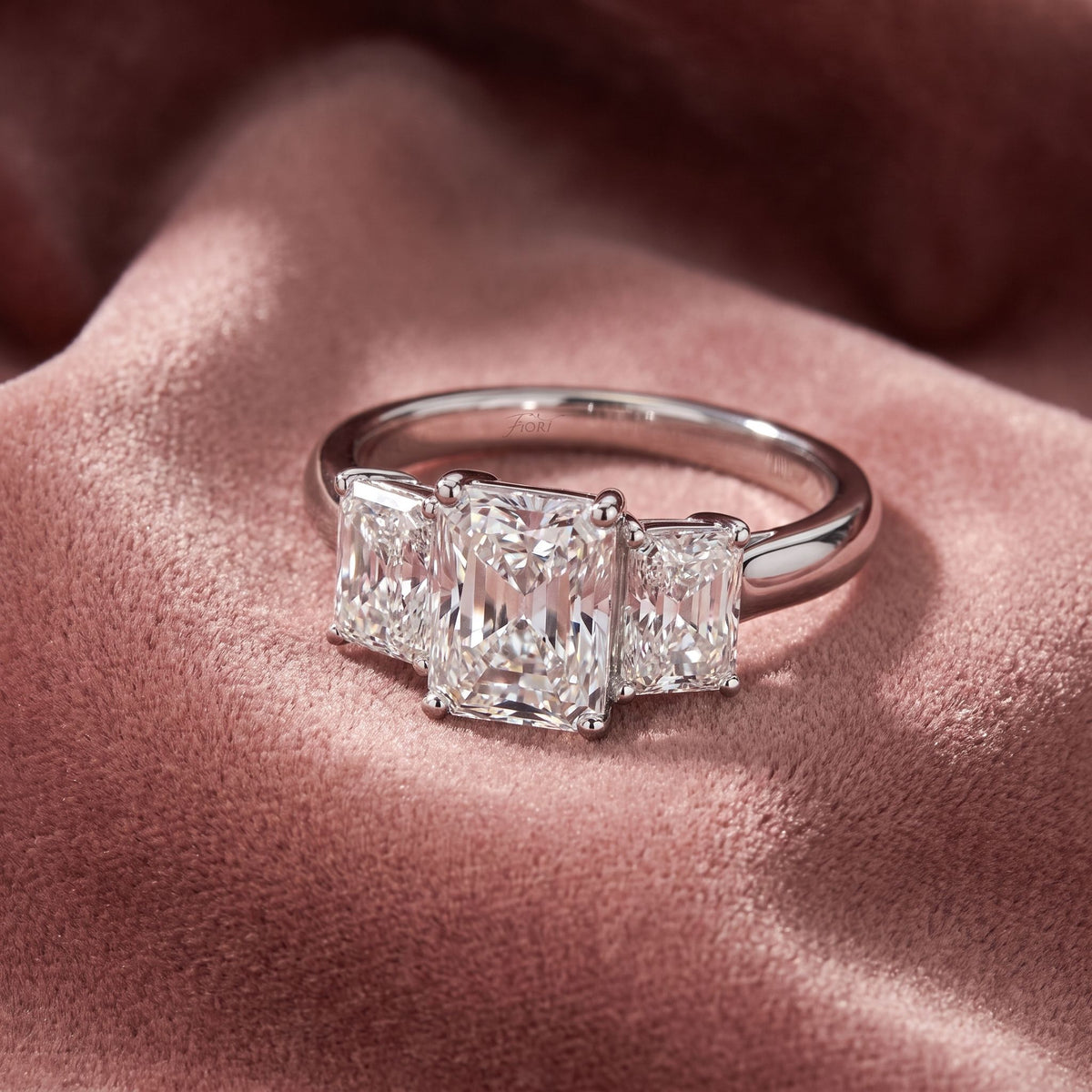 18K Trilogy Diamond Engagement Ring — AI cloth, in-house