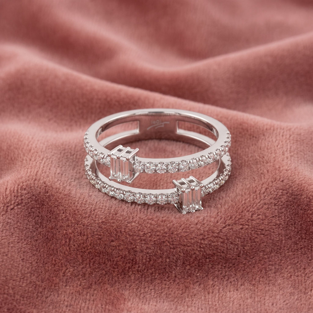 18K Baguette Pave Diamond Ring — AI cloth, in-house