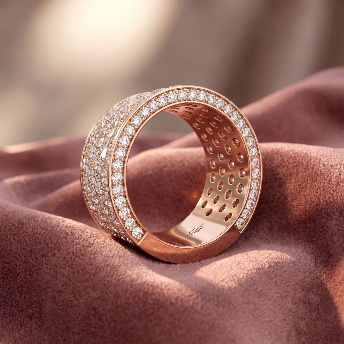 18K Bespoke Pavé Round Diamond Ring — AI cloth, in-house