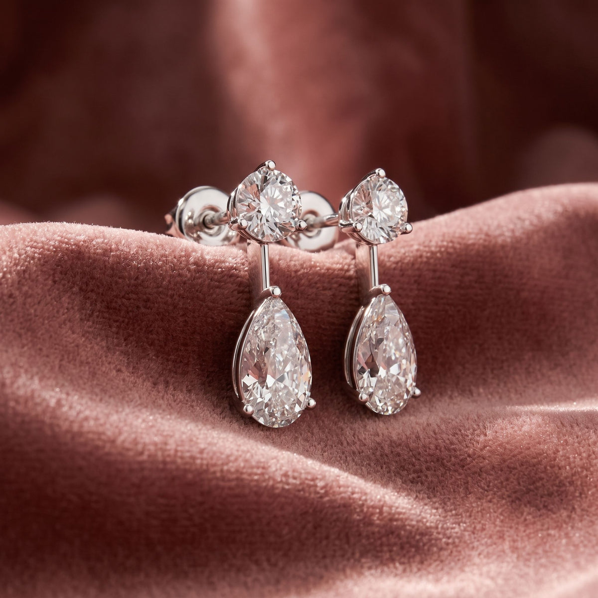 14K Drop Pear Diamond Earrings — AI cloth, in-house