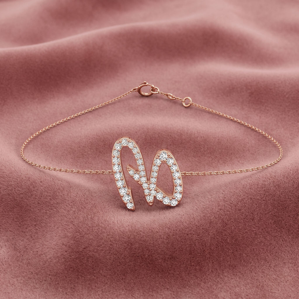 18K Alphabet Round Diamond Bracelet — AI cloth, in-house