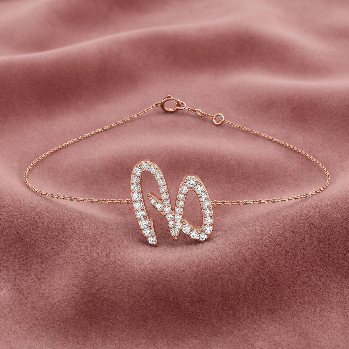18K Alphabet Round Diamond Bracelet — AI cloth, in-house