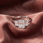 18K Trilogy Three-Stone Diamond Engagement Ring — AI cloth, in-house