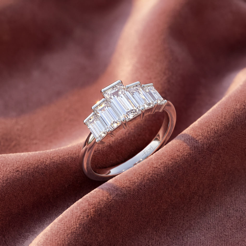 18K Baguette Cluster Diamond Ring — AI cloth, in-house