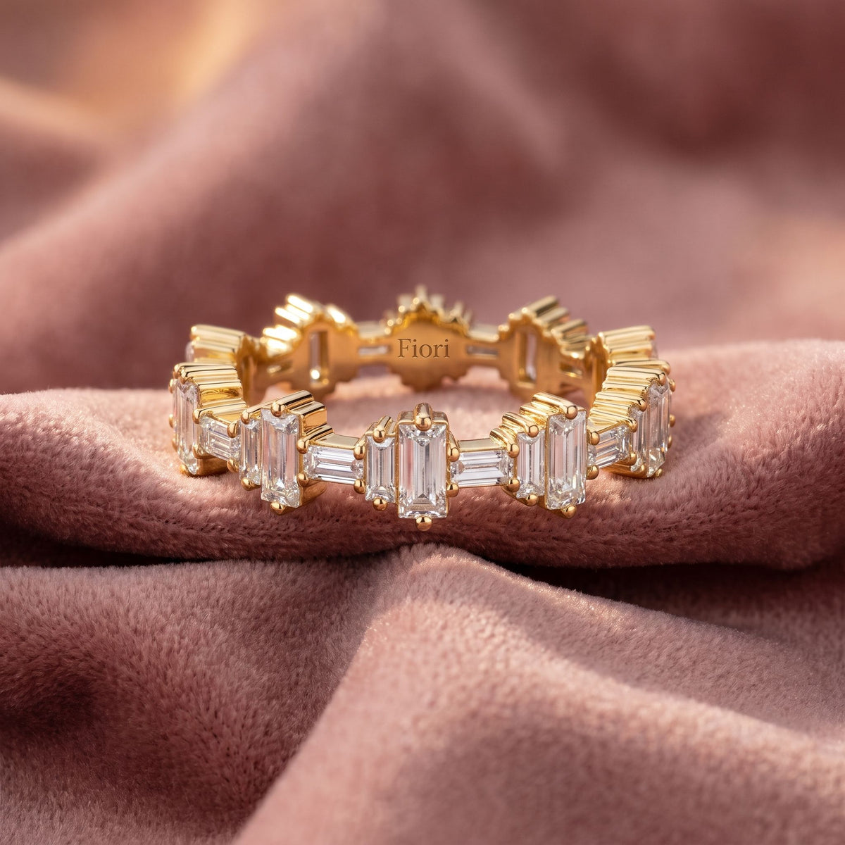 18K Baguette Eternity Diamond Ring — AI cloth, in-house