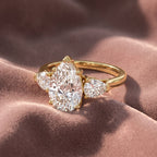18K Trilogy Pear Diamond Engagement Ring — AI cloth, in-house