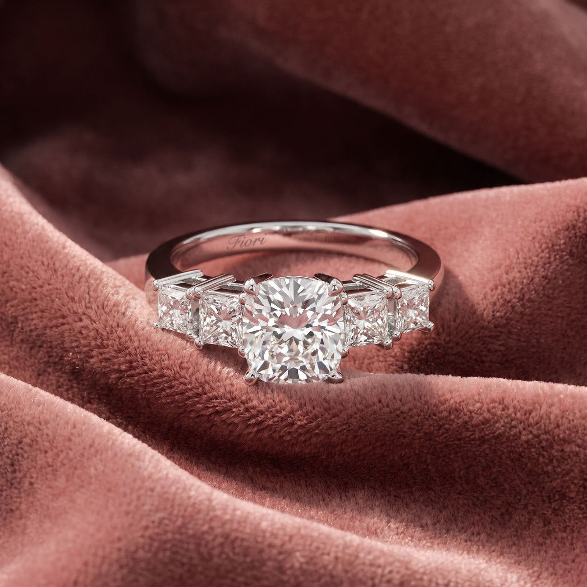 18K Bespoke Cushion Diamond Ring — AI cloth, in-house