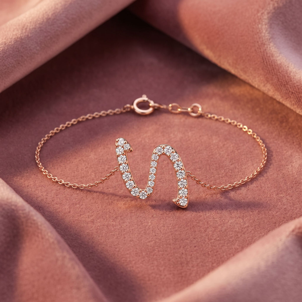 18K Alphabet Diamond Bracelet — AI cloth, in-house