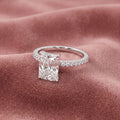 18K Shoulder Set Emerald Diamond Engagement Ring — AI cloth, in-house