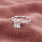 18K Shoulder Set Emerald Diamond Engagement Ring — AI cloth, in-house