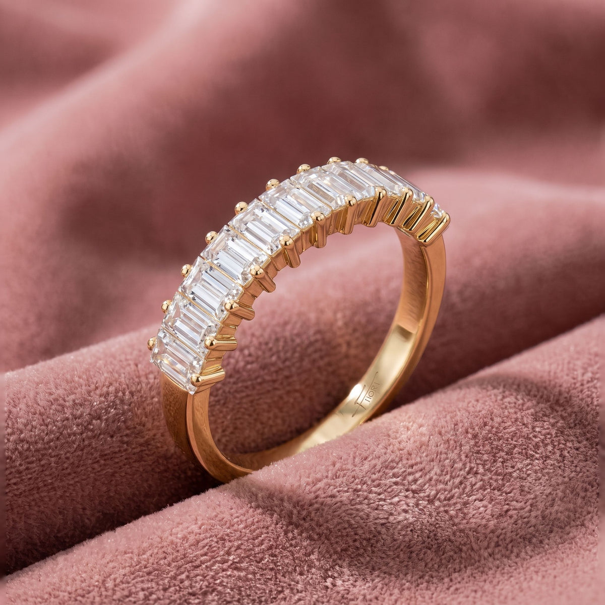 18K Eternity Baguette Diamond Ring — AI cloth, in-house