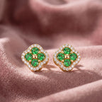 18K Colored Diamond Halo Earrings — AI cloth, in-house