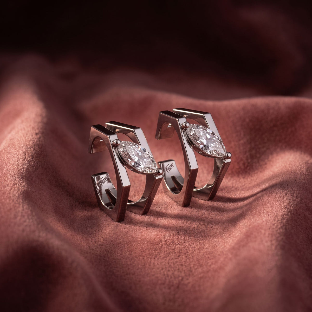 18K Hexagon Diamond Stud Earrings — AI cloth, in-house