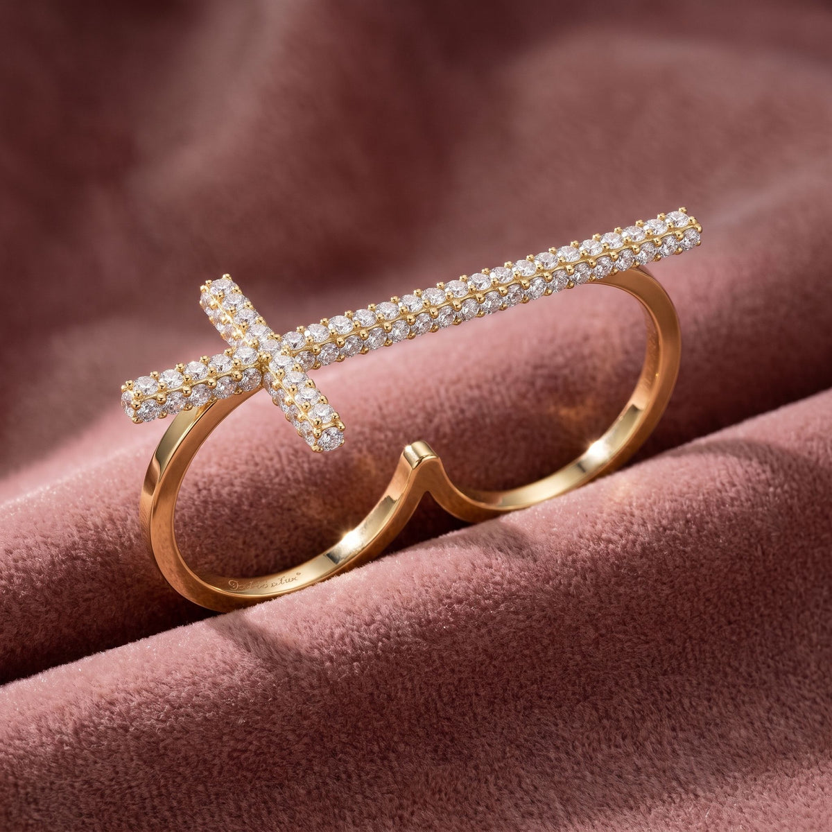 18K Double Finger Diamond Ring — AI cloth, in-house