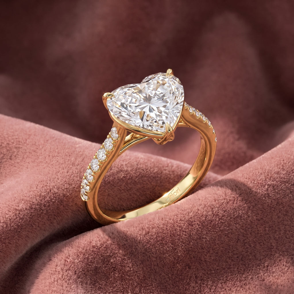 18K Solitaire Heart Diamond Engagement Ring — AI cloth, in-house
