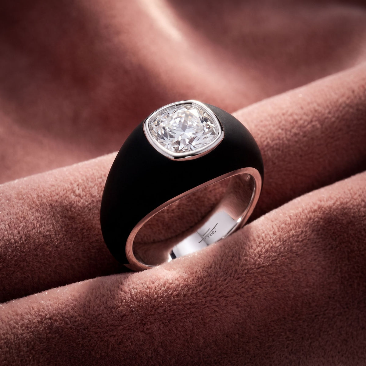 14K Bespoke Cushion Diamond Ring — AI cloth, in-house