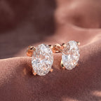 18K Solitaire Oval Diamond Earrings — AI cloth, in-house