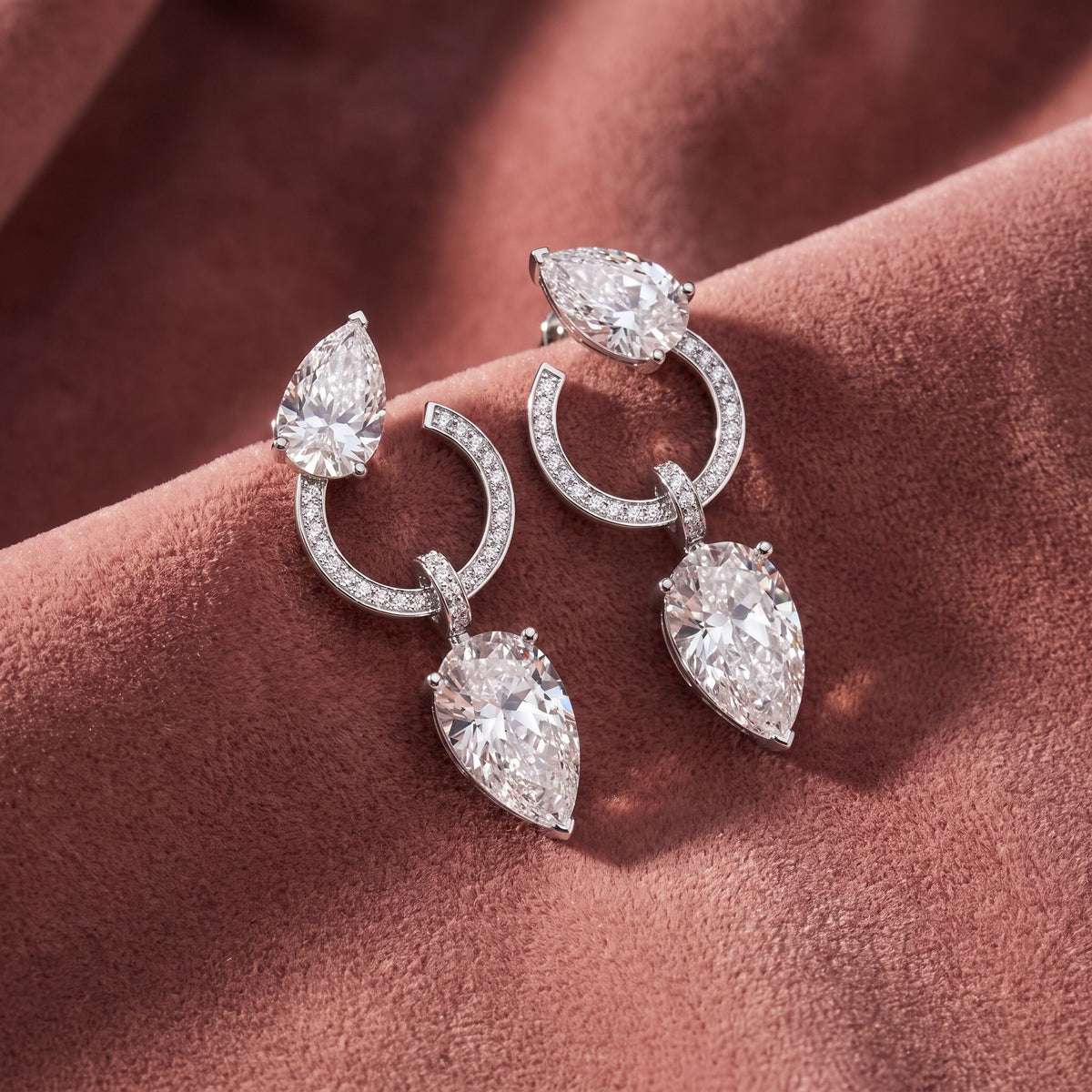 18K Pear Diamond Drop Earrings — AI cloth, in-house