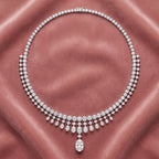 18K Oval Diamond Necklace — AI cloth, in-house