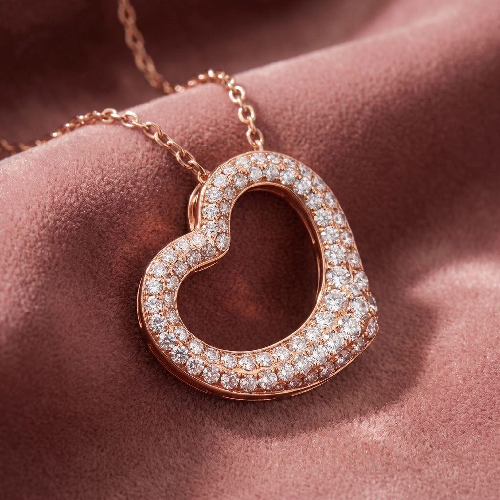 18K Heart Round Diamond Pendant — AI cloth, in-house