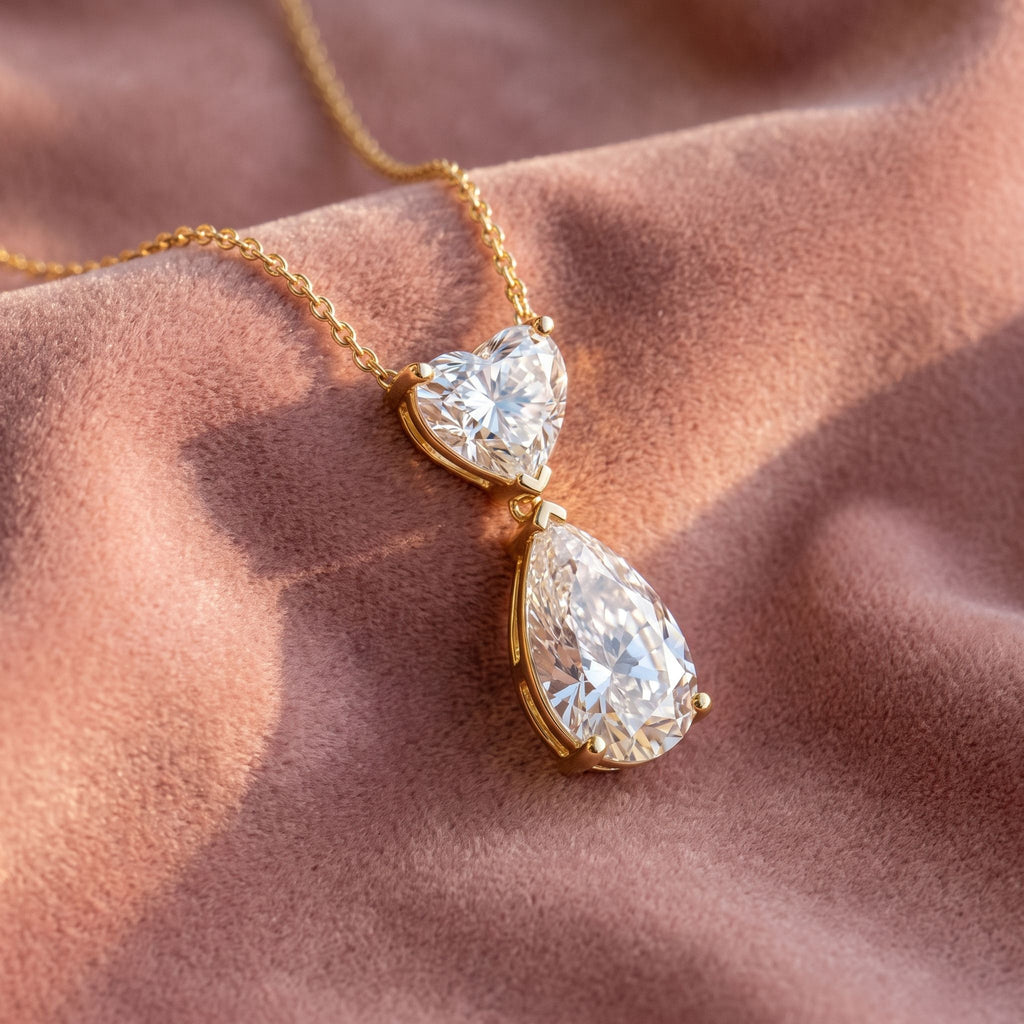18K Heart Pear Diamond Pendant — AI cloth, in-house