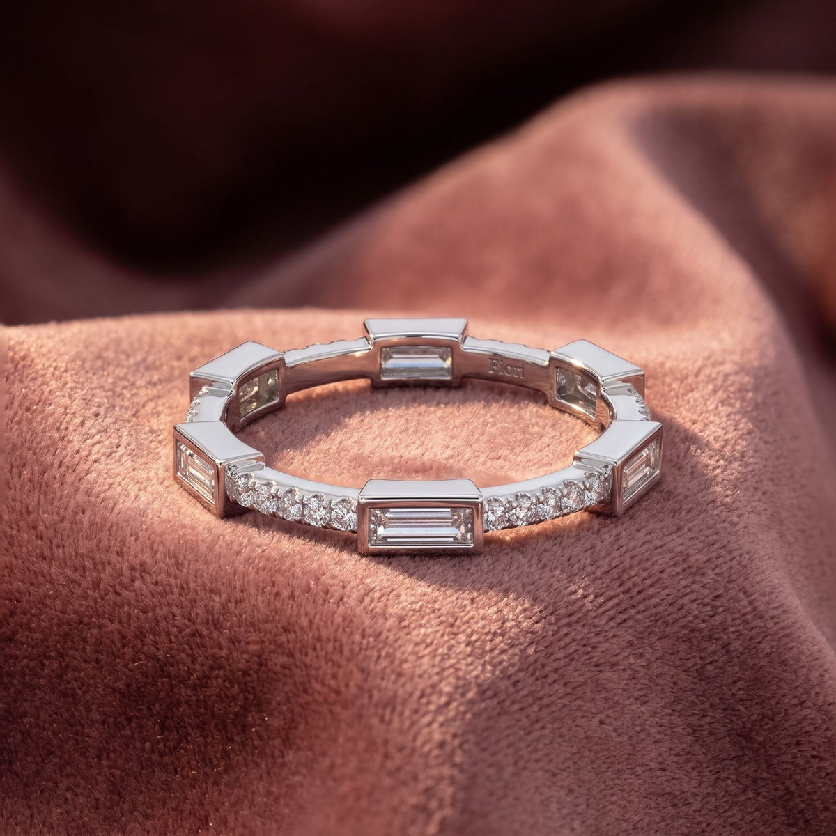 18K Eternity Baguette Diamond Ring — AI cloth, in-house