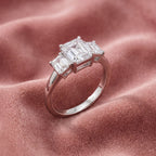 18K Trilogy Emerald Diamond Ring — AI cloth, in-house