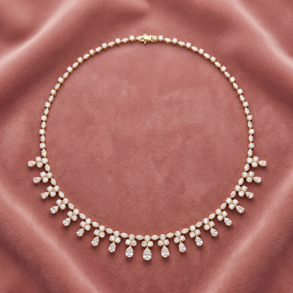 18K Minimalist Diamond Necklace — AI cloth, in-house