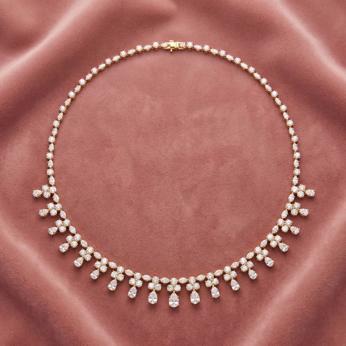 18K Minimalist Diamond Necklace — AI cloth, in-house