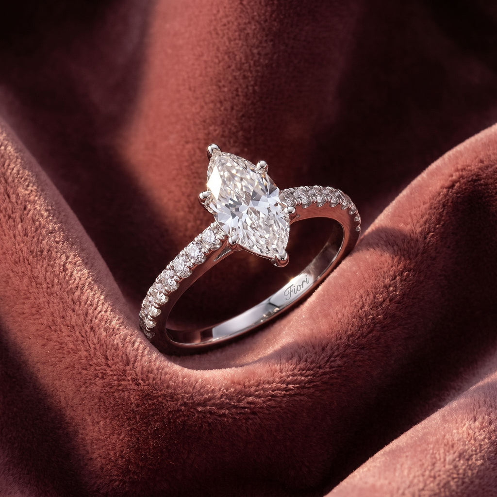 18K Solitaire Marquise Diamond Ring — AI cloth, in-house
