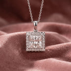 18K Halo Diamond Pendant — AI cloth, in-house