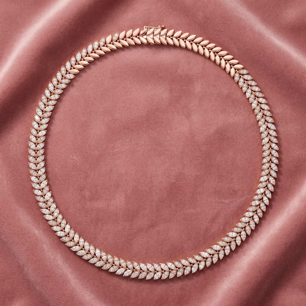 18K Oval Diamond Necklace — AI cloth, in-house