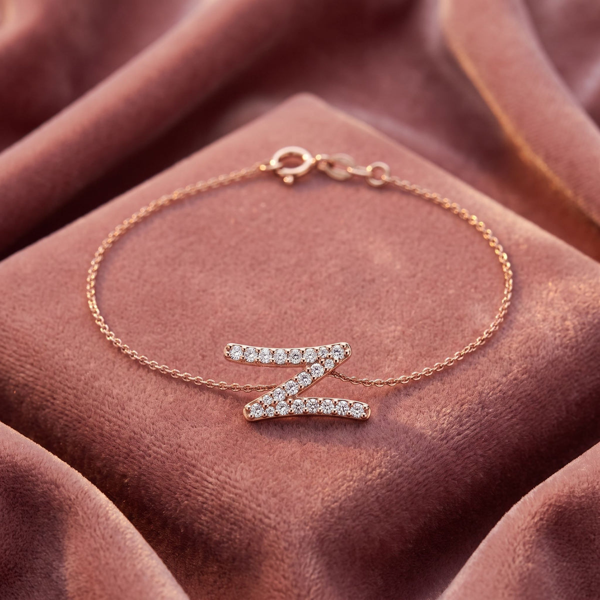 18K Alphabet Diamond Bracelet — AI cloth, in-house