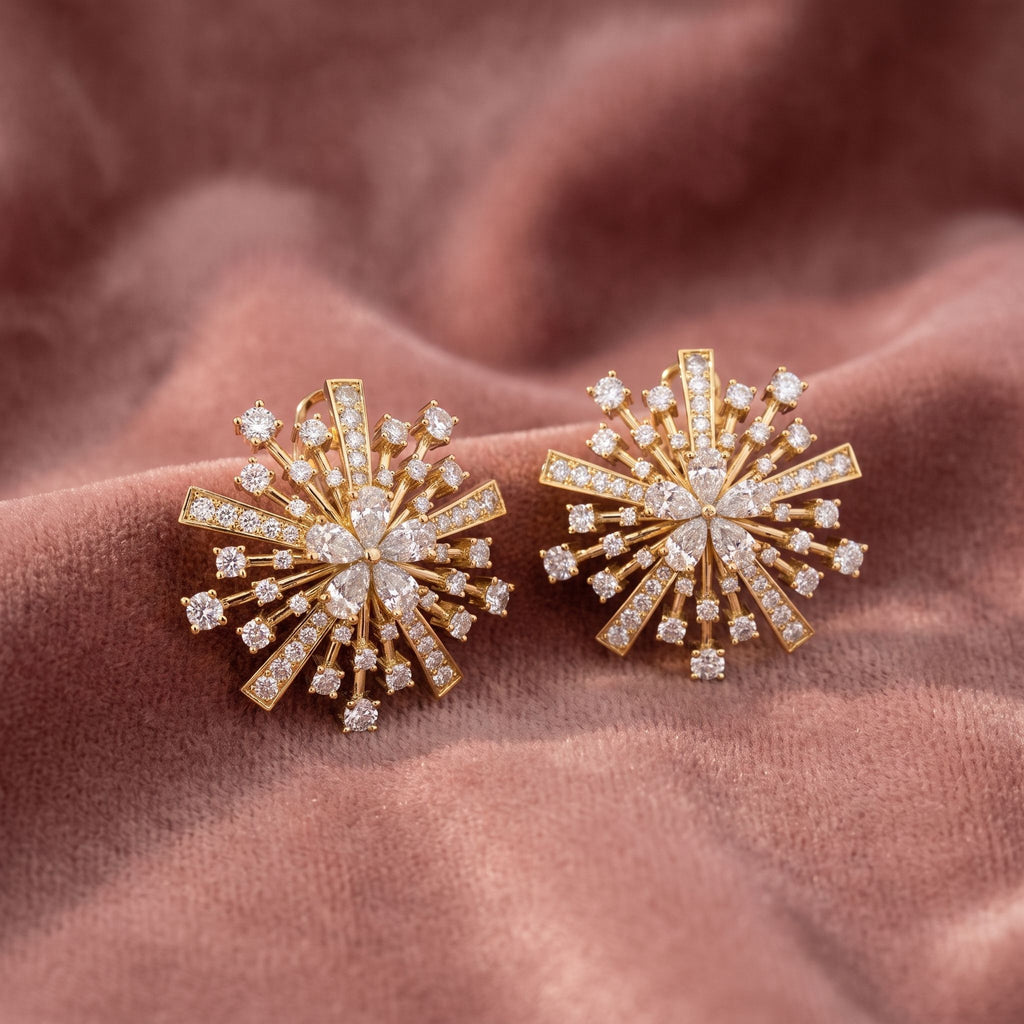 18K Statement Diamond Earrings — AI cloth, in-house