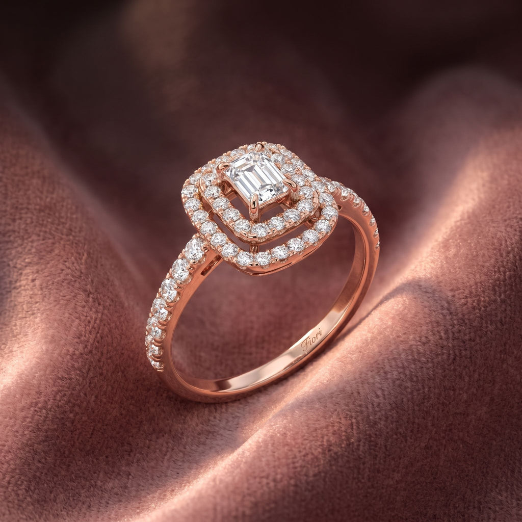 18K Halo Diamond Engagement Ring — AI cloth, in-house