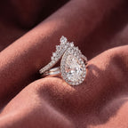 18K Halo Pear Diamond Engagement Ring — AI cloth, in-house