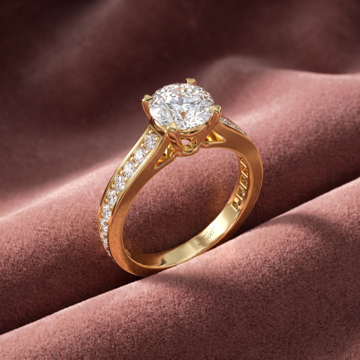 18K Round Solitaire Diamond Ring — AI cloth, in-house
