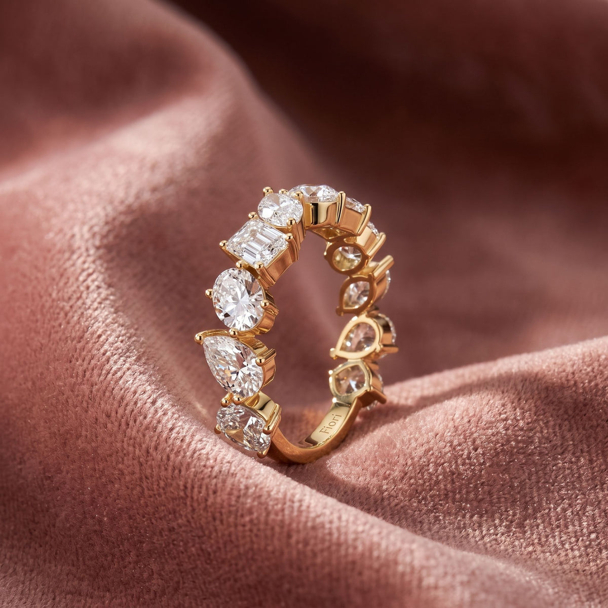 18K Eternity Multi-Shape Diamond Ring — AI cloth, in-house
