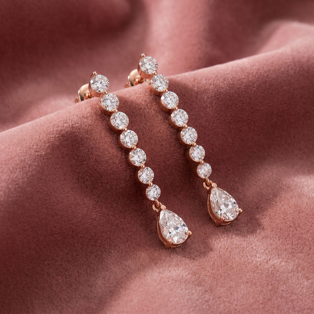 18K Pear Diamond Drop Earrings — AI cloth, in-house