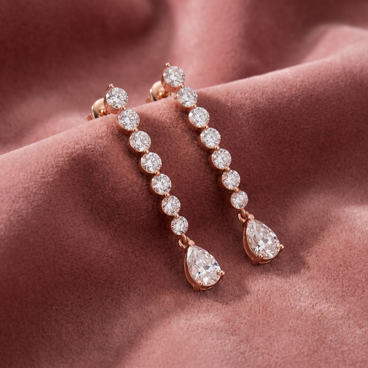18K Pear Diamond Drop Earrings — AI cloth, in-house