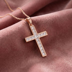 18K Cross Round Diamond Pendant — AI cloth, in-house