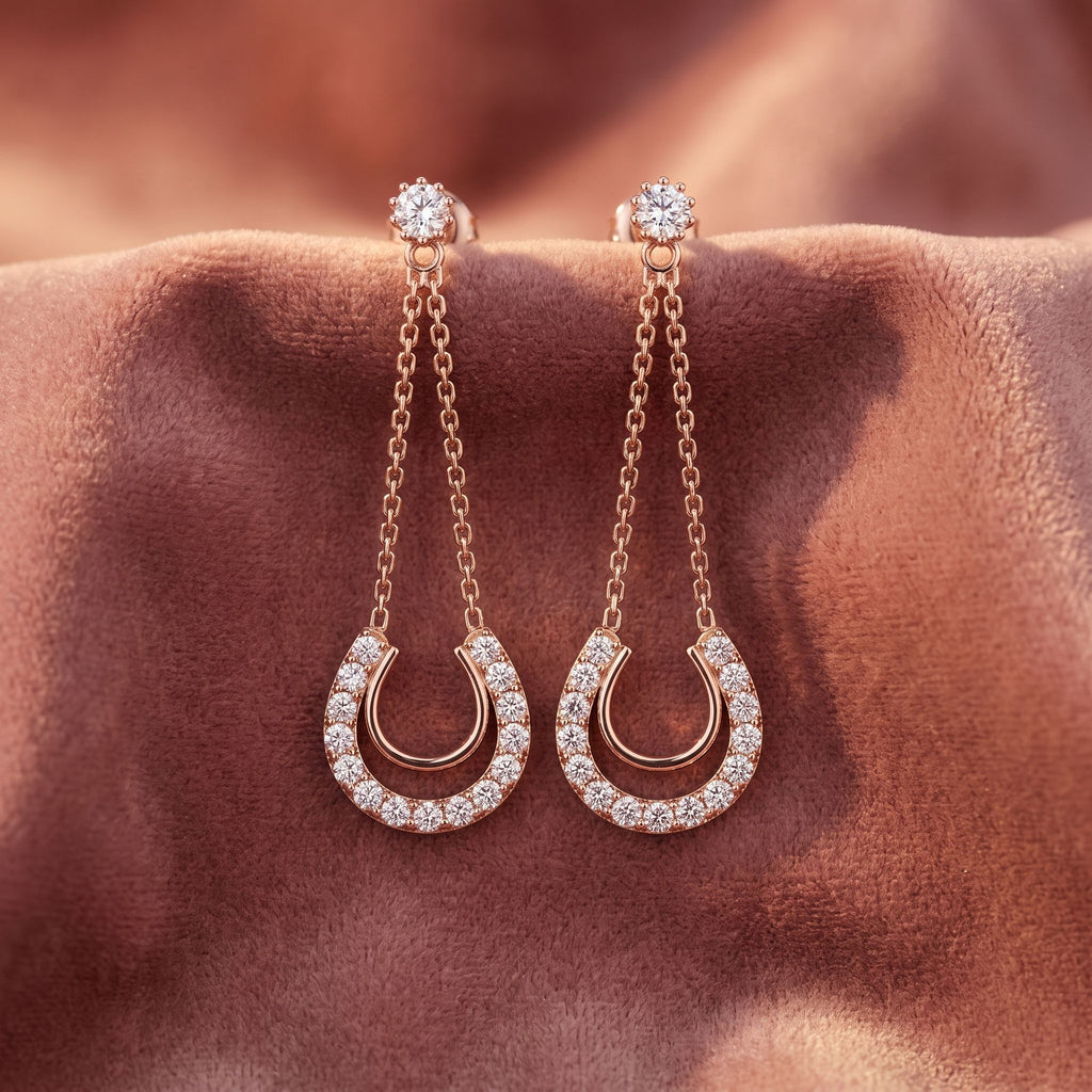 18K Round Pave Diamond Drop Earrings — AI cloth, in-house