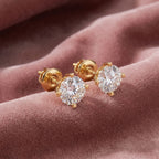 18K Solitaire Diamond Stud Earrings — AI cloth, in-house