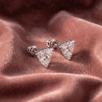 18K Trillion Solitaire Diamond Earrings — AI cloth, in-house