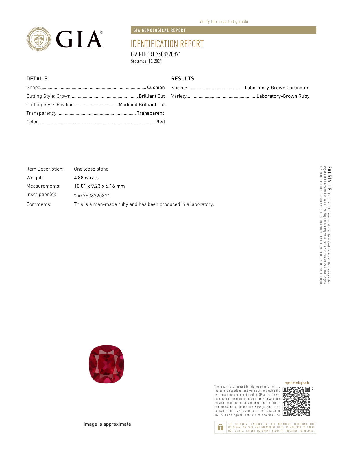 Laboratory certificate