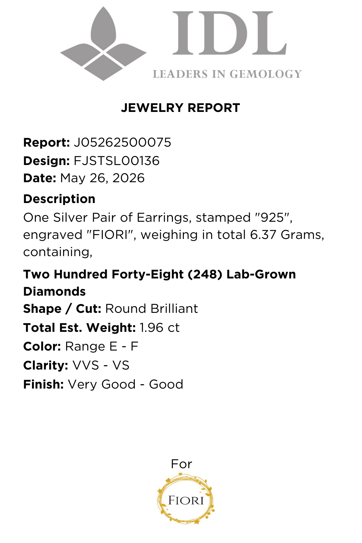 Laboratory certificate