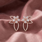 18K Floral Round Diamond Earrings — AI cloth, in-house