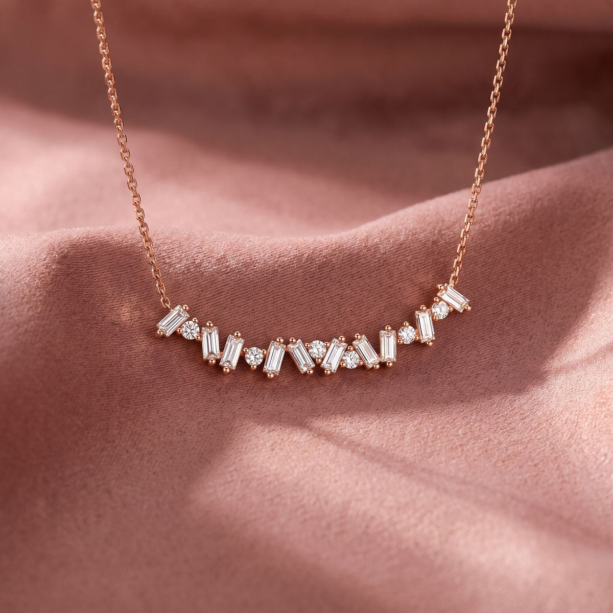 18K Bespoke Baguette Diamond Pendant — AI cloth, in-house