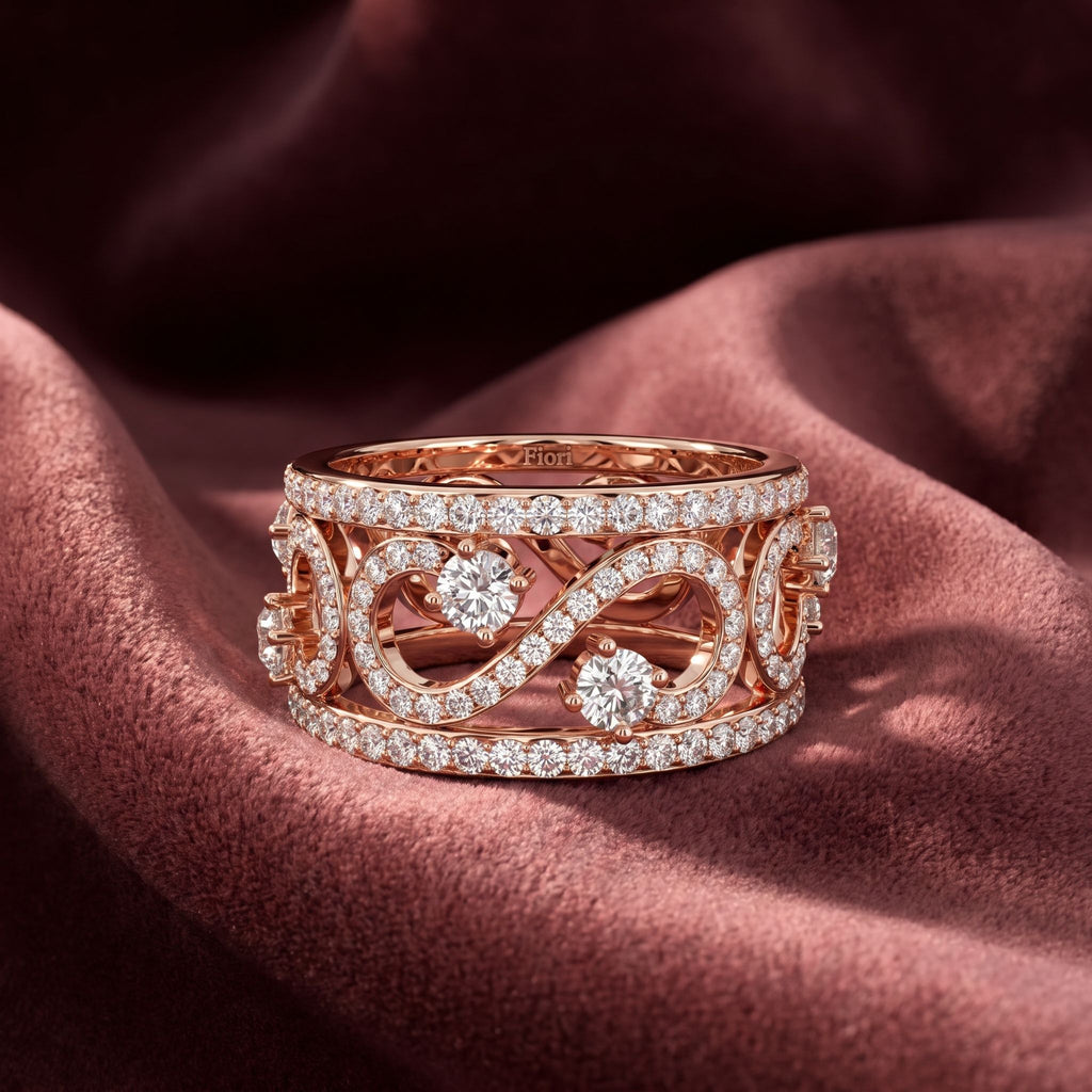 18K Bespoke Openwork Pave Diamond Ring — AI cloth, in-house